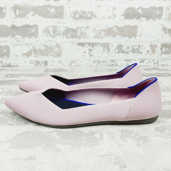 NEW Rothy's The Flat Pink Knit Pointy Toe Slip On Loafers O155